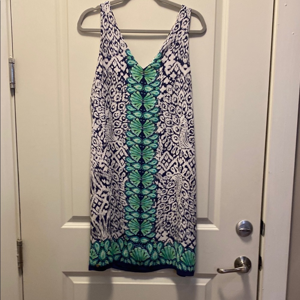 Lilly Pulitzer Blue and Green Patterned Dress L